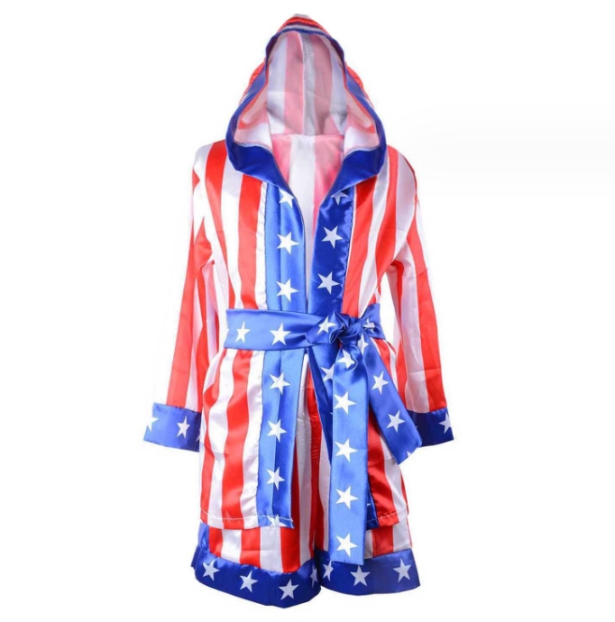 Boxing King Rocky Balboa Children's Robe Boxing Suit American Star Stripe Robe Italian Stallion Quiddie