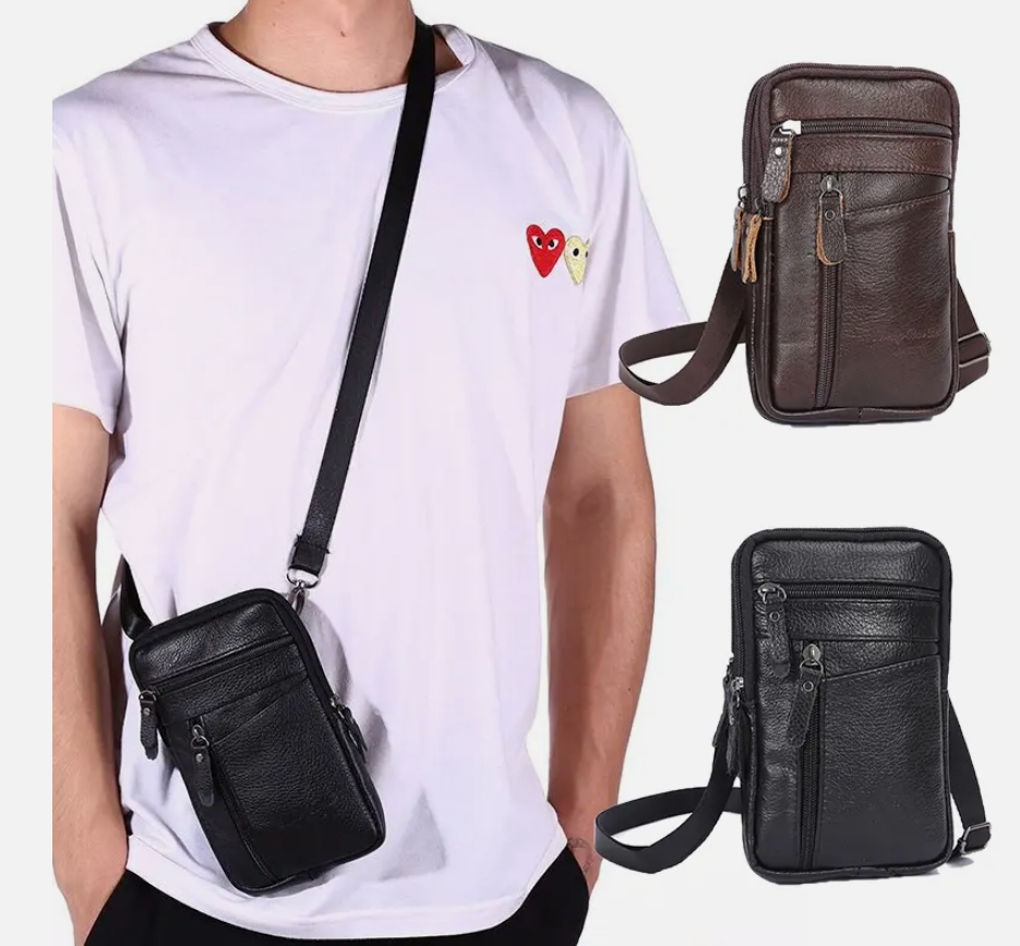 Men's Genuine Leather Sling Backpack Crossbody Chest Bag Sling Shoulder Bags